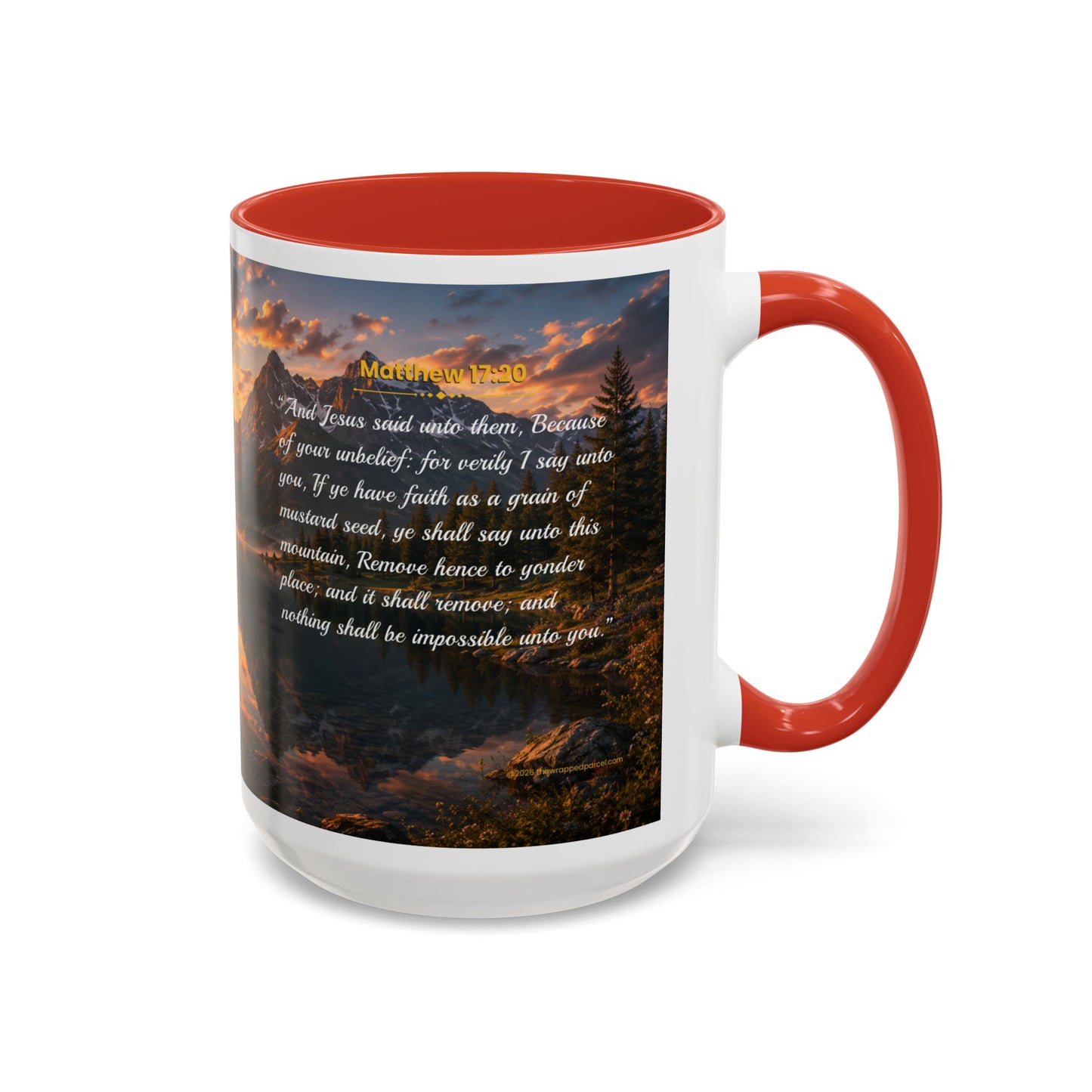 FAITH Scripture Coffee Mug — Free Personalization, Accent Mug (11/15 oz)