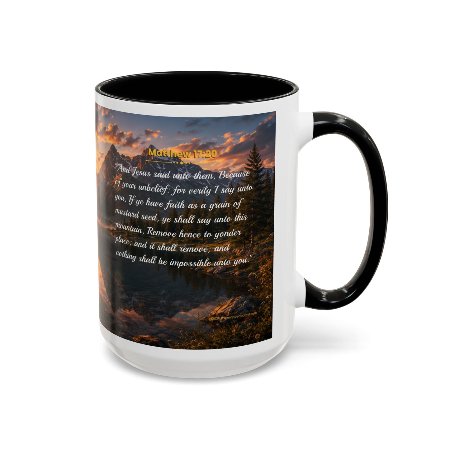 FAITH Scripture Coffee Mug — Free Personalization, Accent Mug (11/15 oz)
