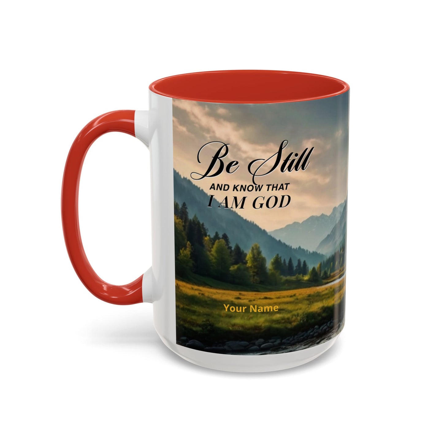 PEACE BE STILL Scripture Coffee Mug — Free Personalization, Accent Mug (11/15 oz)