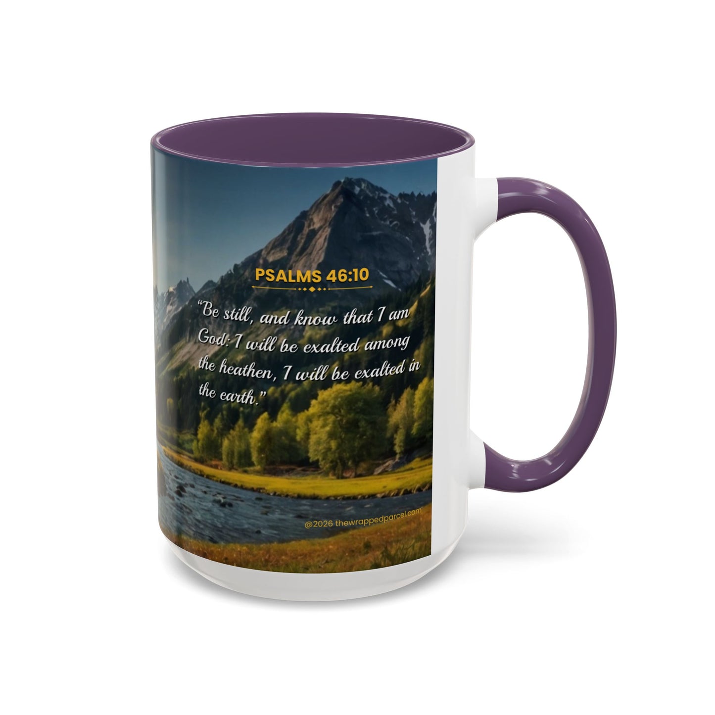 PEACE BE STILL Scripture Coffee Mug — Free Personalization, Accent Mug (11/15 oz)