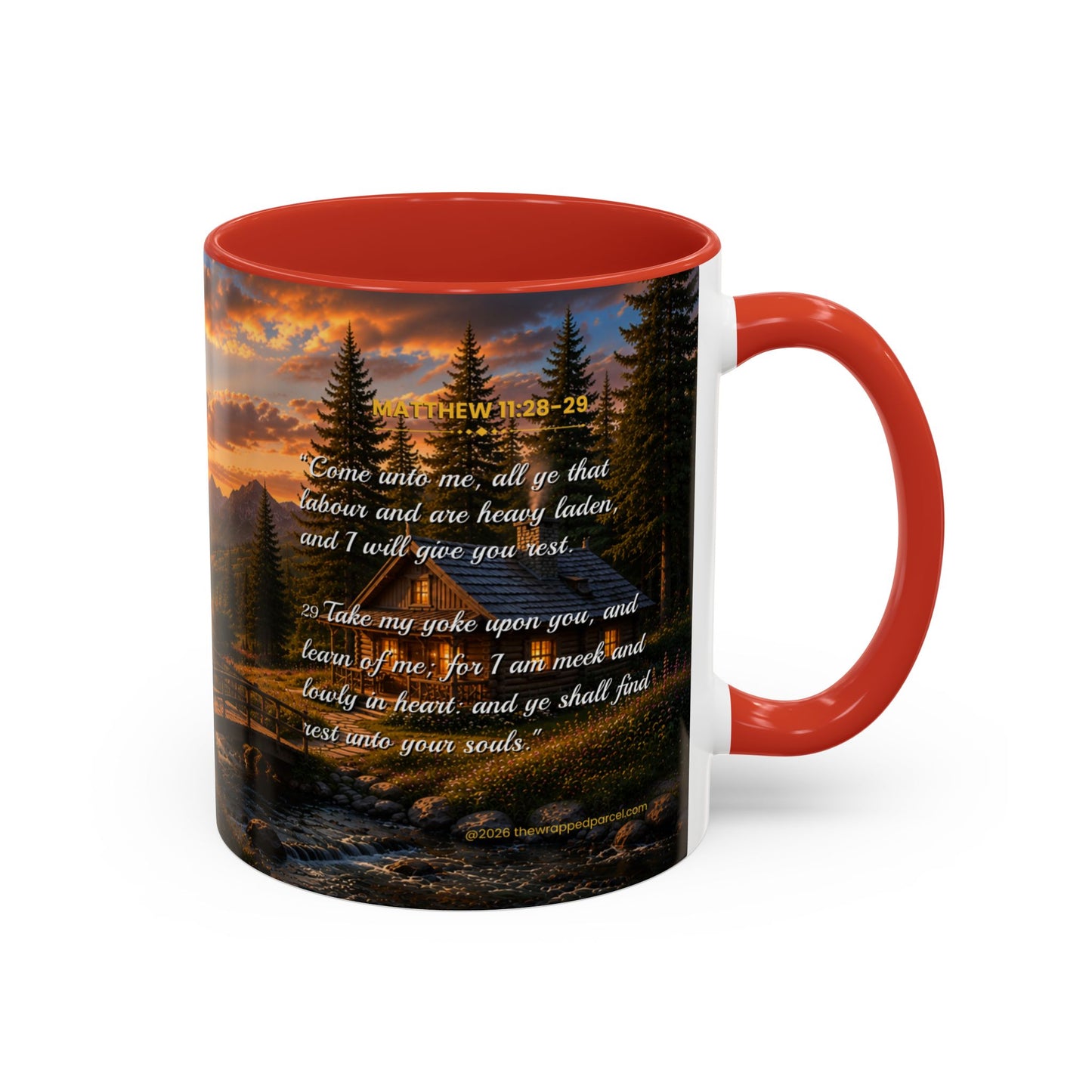 REST Scripture Coffee Mug — Free Personalization, Accent Mug (11/15 oz)