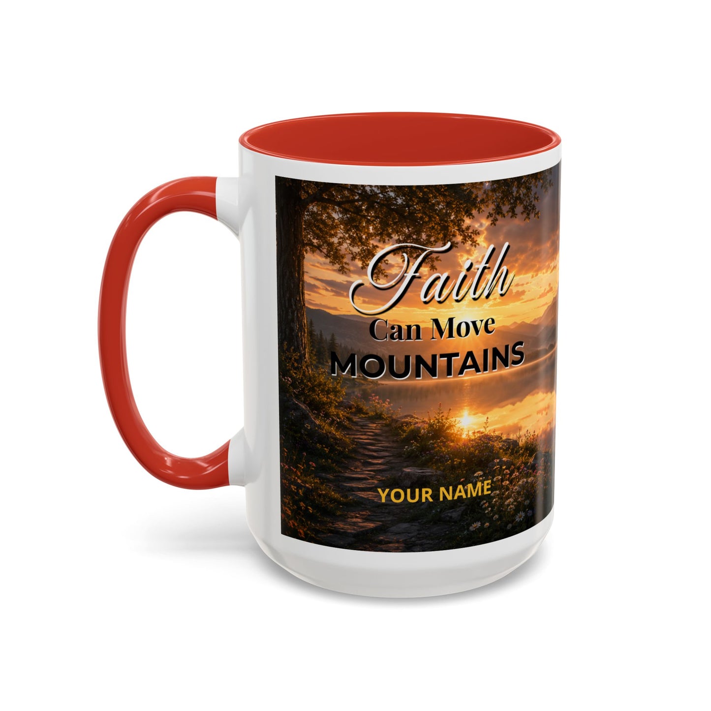 FAITH Scripture Coffee Mug — Free Personalization, Accent Mug (11/15 oz)