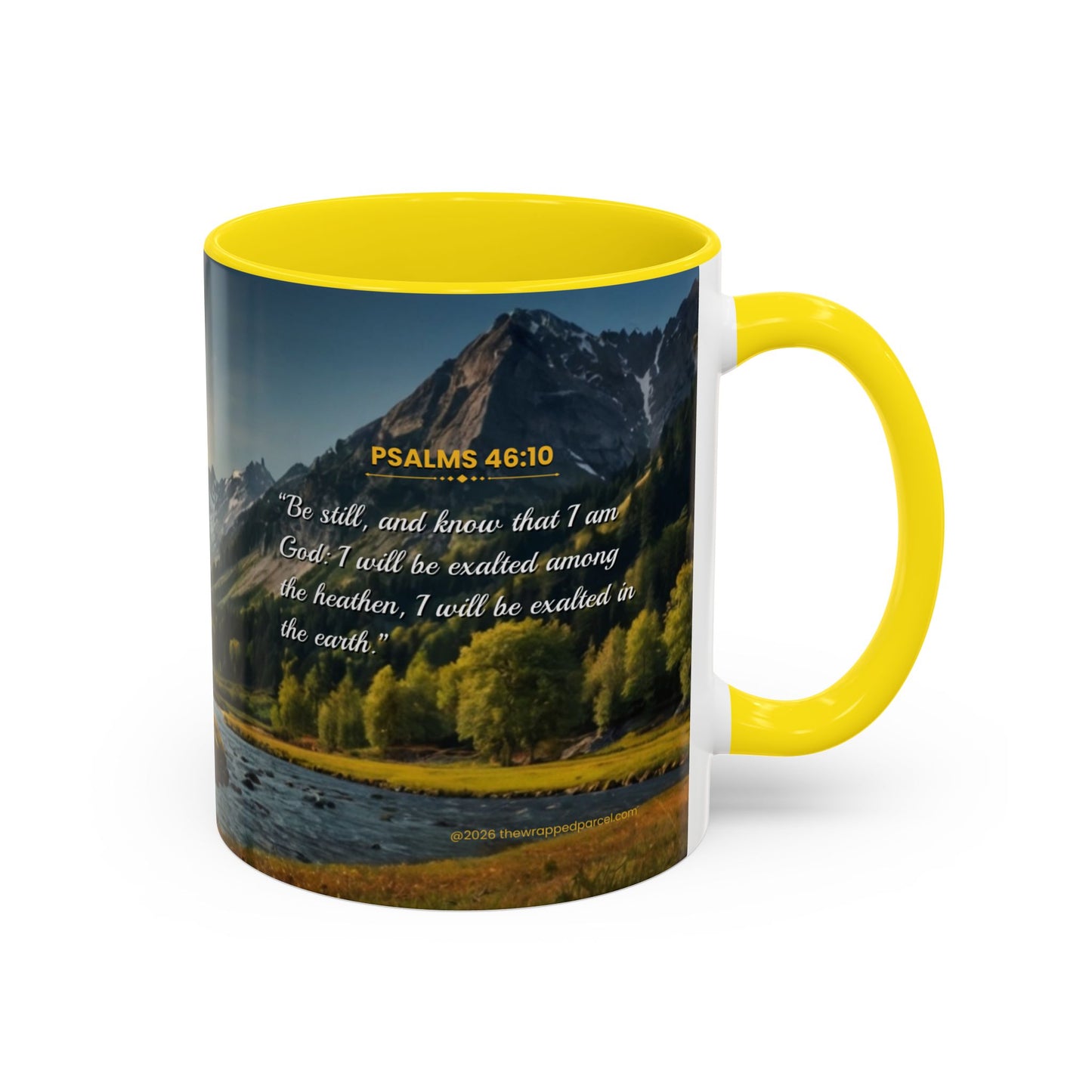 PEACE BE STILL Scripture Coffee Mug — Free Personalization, Accent Mug (11/15 oz)