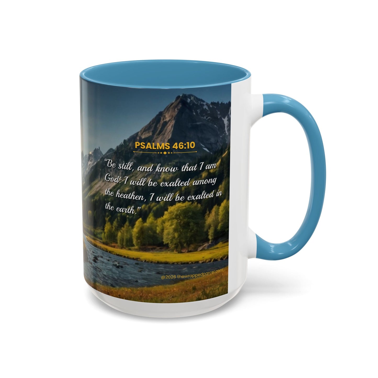PEACE BE STILL Scripture Coffee Mug — Free Personalization, Accent Mug (11/15 oz)