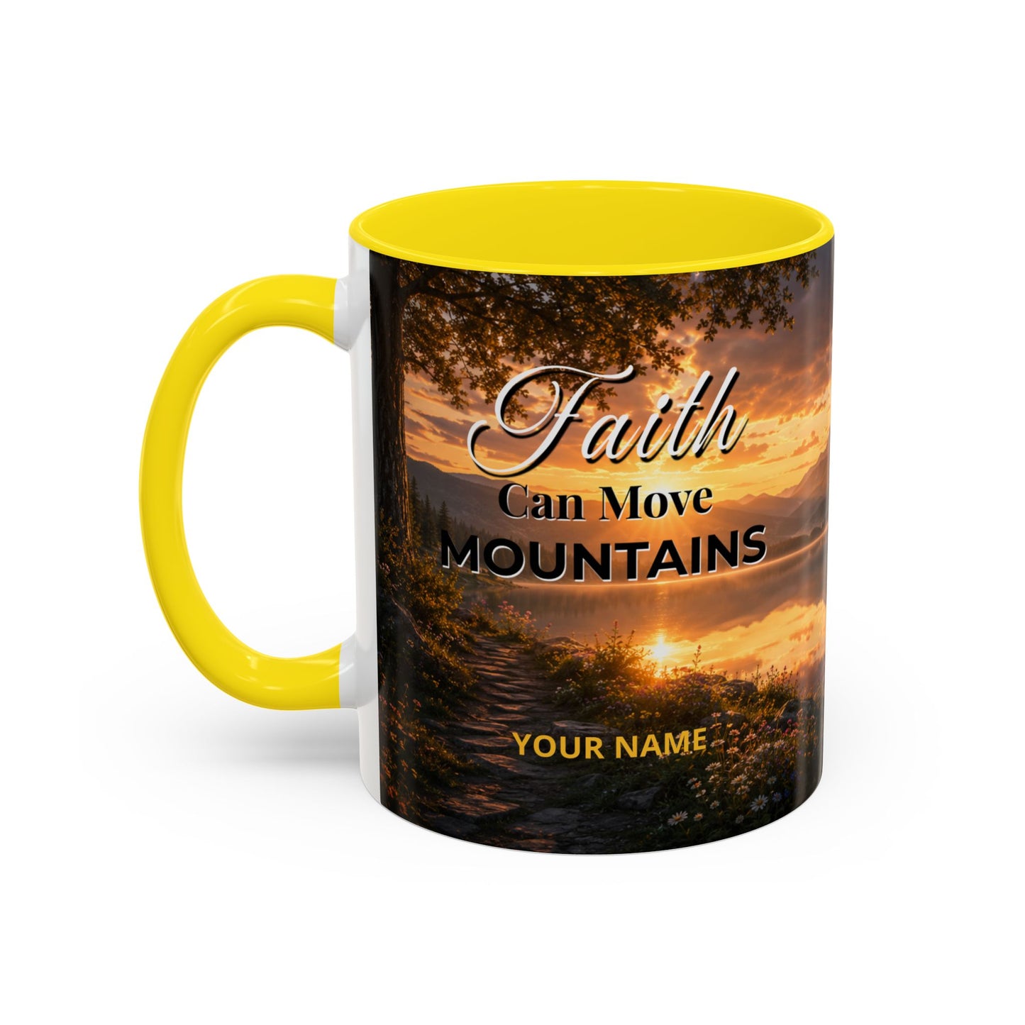 FAITH Scripture Coffee Mug — Free Personalization, Accent Mug (11/15 oz)