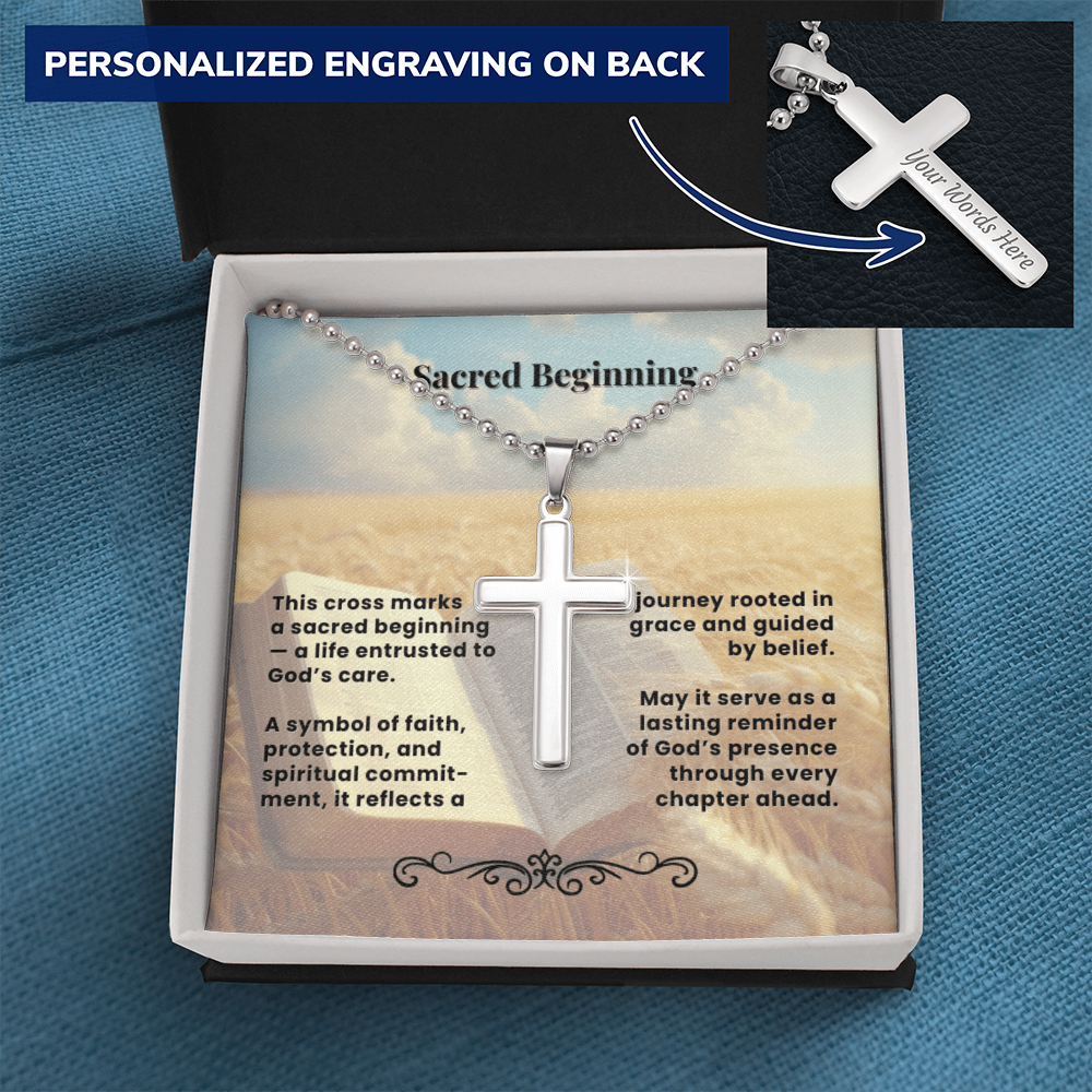 Cross Necklace Personalized with Ball Chain | Sacred Beginning