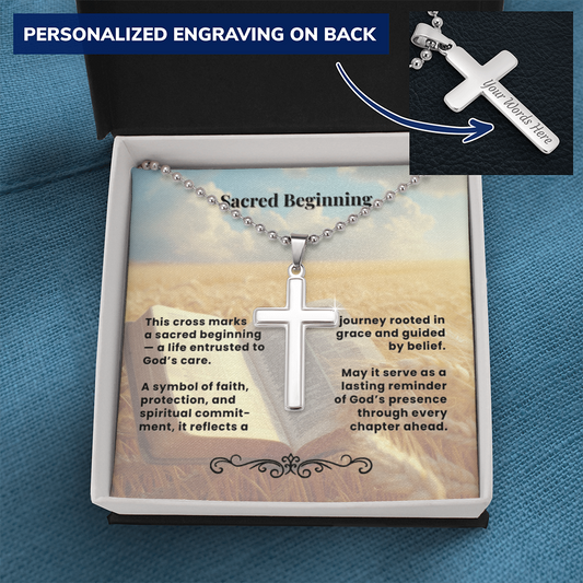 Cross Necklace Personalized with Ball Chain | Sacred Beginning