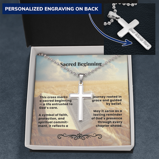 Cross Necklace Personalized with Ball Chain | Sacred Beginning