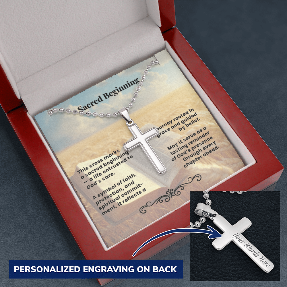 Cross Necklace Personalized with Ball Chain | Sacred Beginning