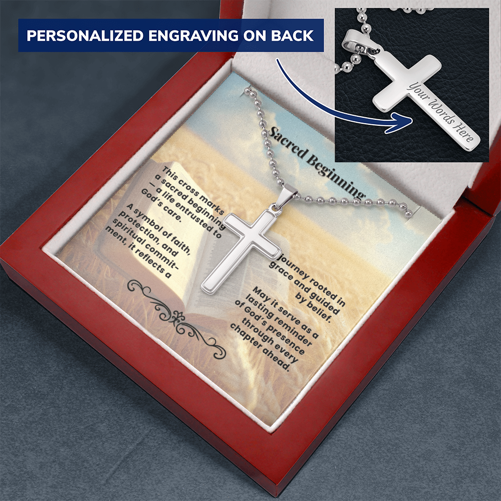Cross Necklace Personalized with Ball Chain | Sacred Beginning