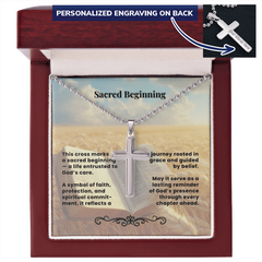 Personalized Cross Necklace with Ball Chain | Sacred Beginning