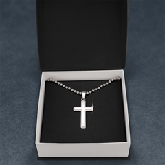 Artisan Cross Necklace with Ball Chain | Plain Black Backing