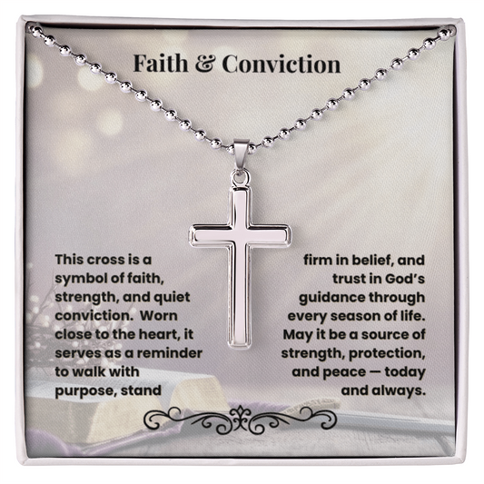 Cross Necklace Artisan with Ball Chain | Faith & Conviction