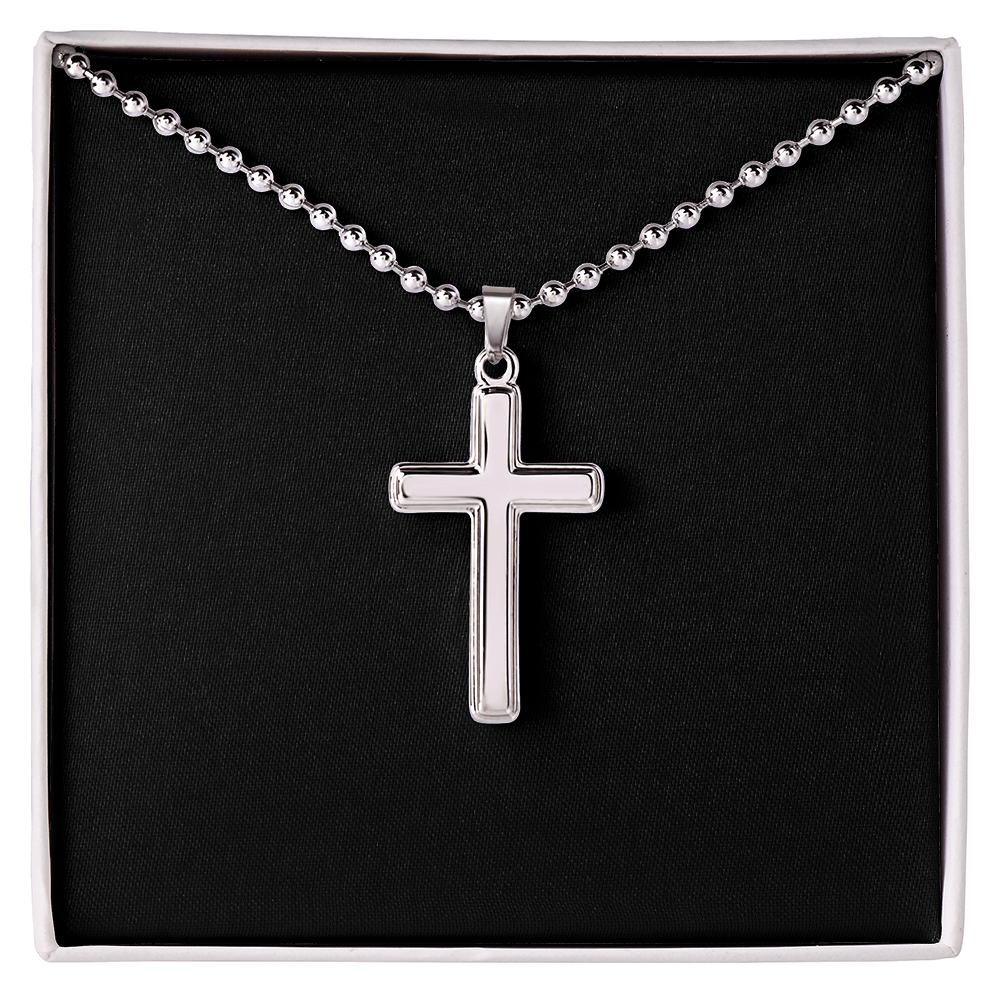Cross Necklace Artisan with Ball Chain | Plain Black Backing