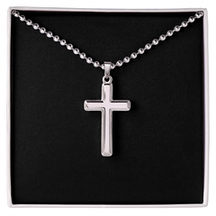 Artisan Cross Necklace with Ball Chain | Plain Black Backing