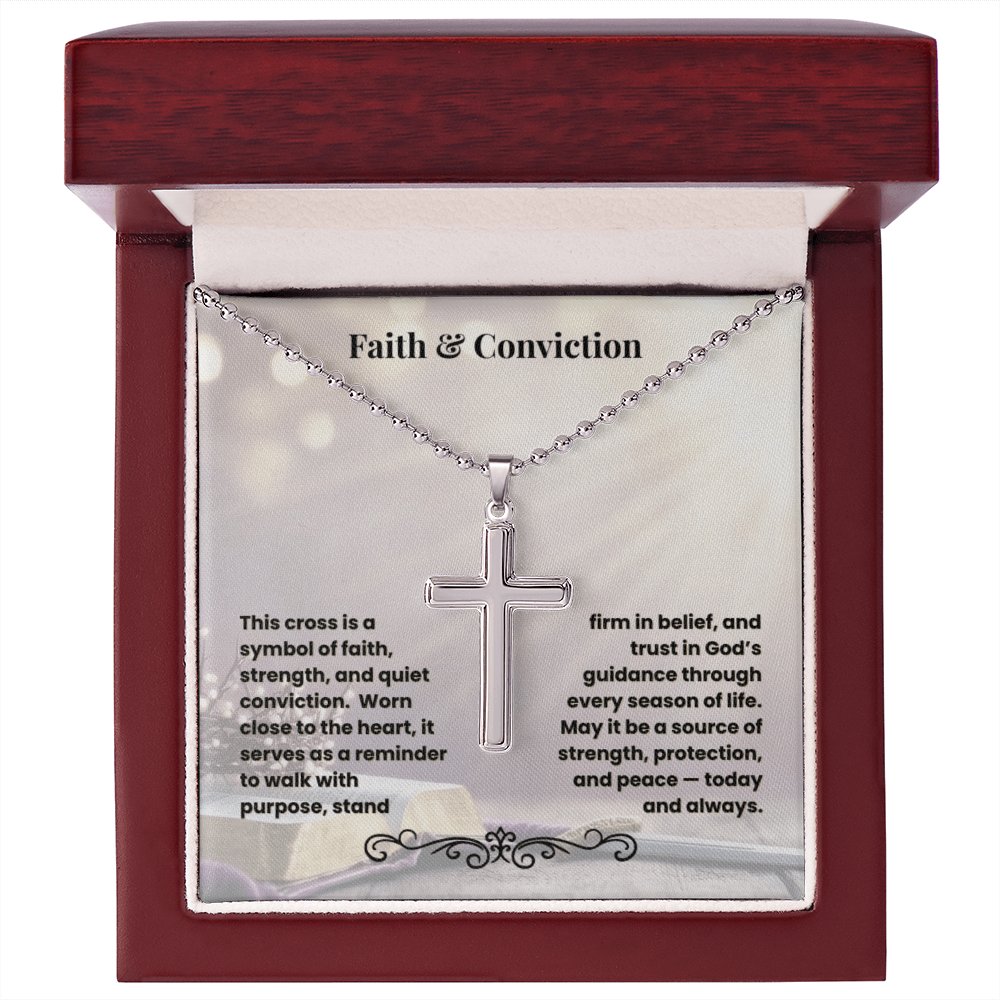 Cross Necklace Artisan with Ball Chain | Faith & Conviction