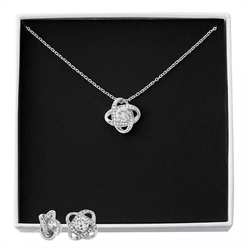 Love Knot Necklace and Earring SET  |  Plain Black Backing