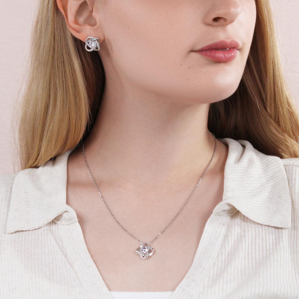 Love Knot Necklace and Earring SET  |  Plain Black Backing