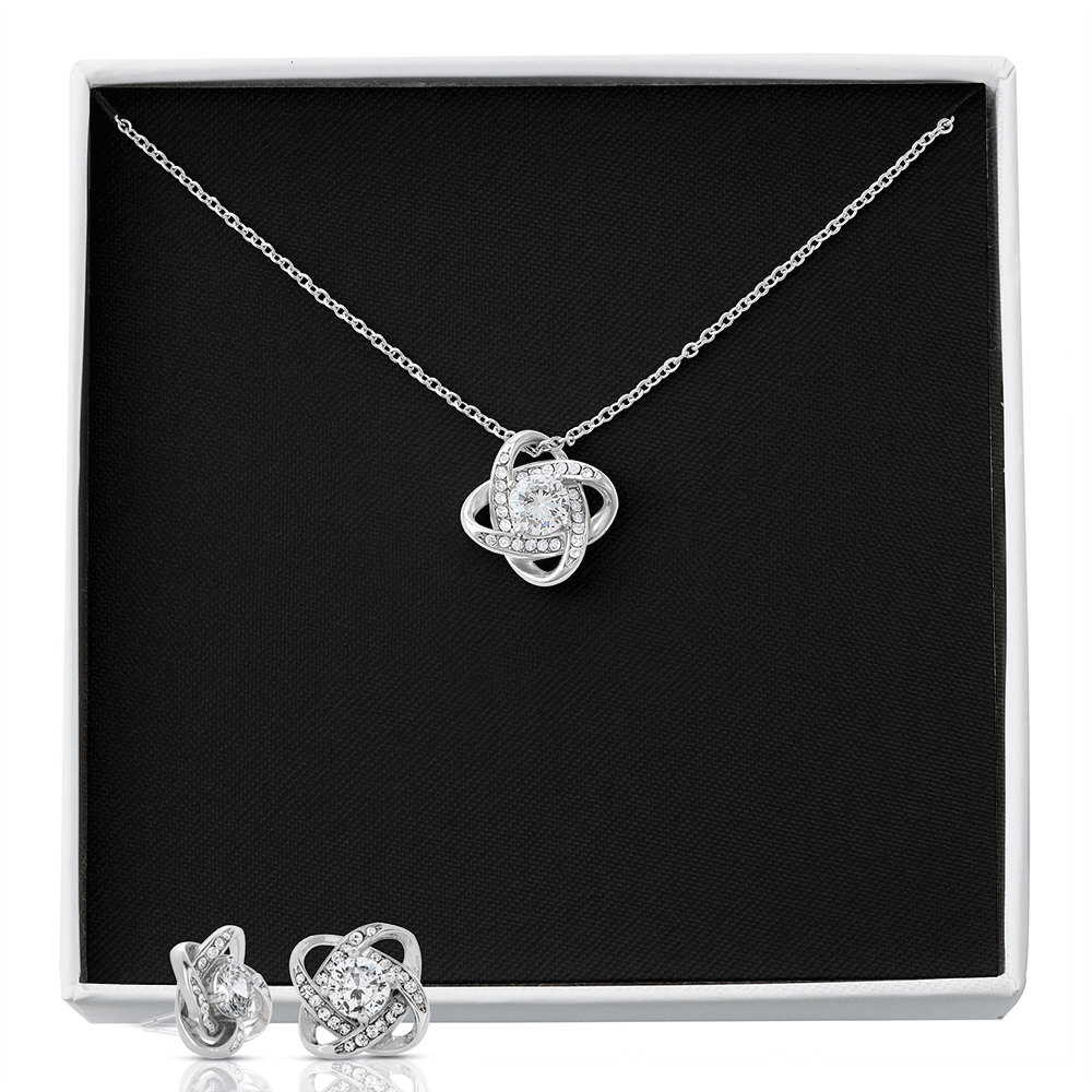 Love Knot Necklace and Earring SET  |  Plain Black Backing