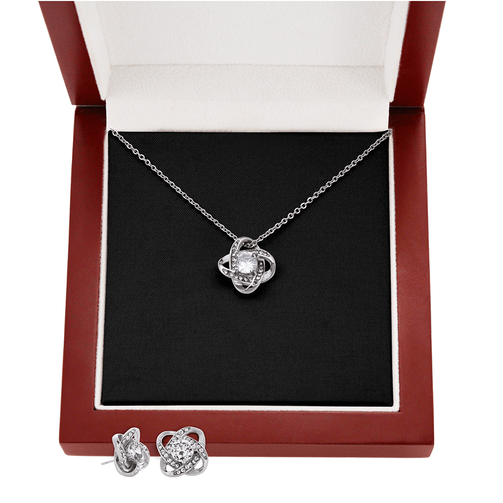 Love Knot Necklace and Earring SET  |  Plain Black Backing
