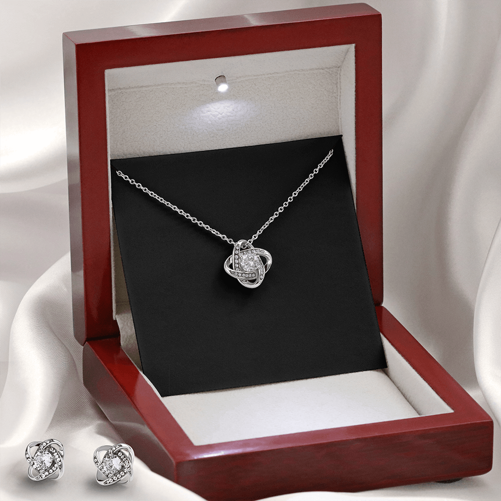 Love Knot Necklace and Earring SET  |  Plain Black Backing
