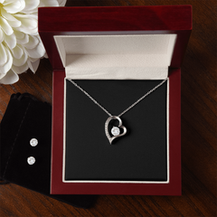 Forever Love Necklace and Earring SET | Plain Black Backing