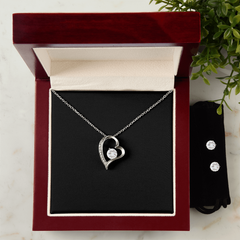 Forever Love Necklace and Earring SET | Plain Black Backing