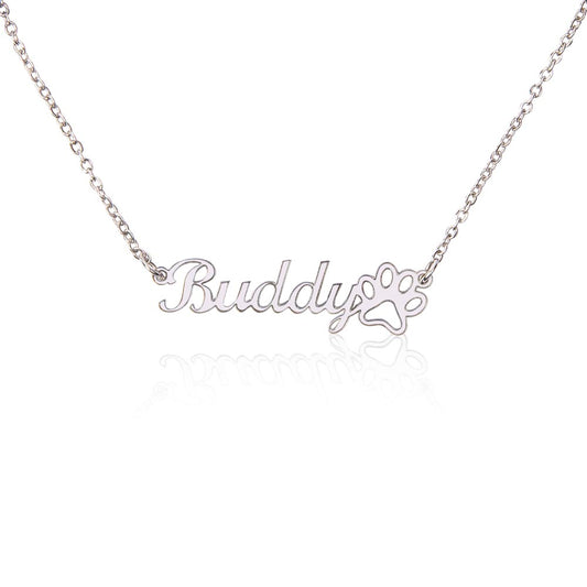 Paw Print Name Necklace | Classic