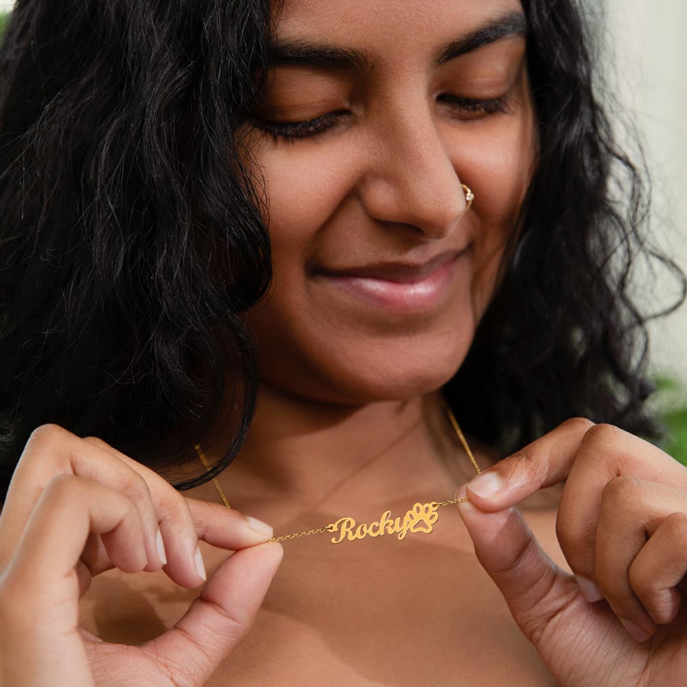 Paw Print Name Necklace | Classic