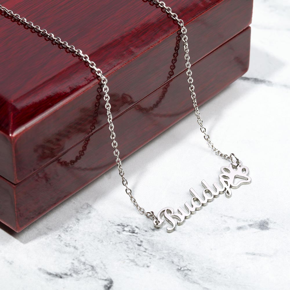 Paw Print Name Necklace | Classic