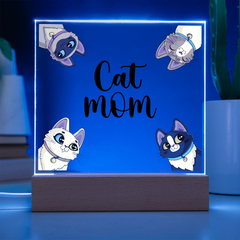 Acrylic Square Plaque - Cat Mom