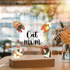 Acrylic Square Plaque - Cat Mom