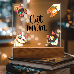 Acrylic Square Plaque - Cat Mom