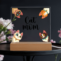 Acrylic Square Plaque - Cat Mom