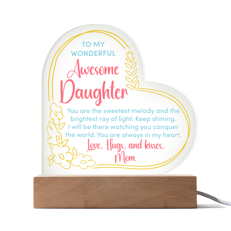 Acrylic Heart Plaque - Awesome Daughter