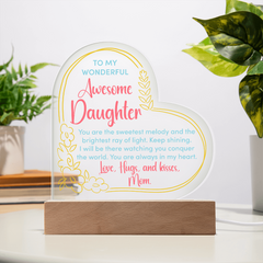 Acrylic Heart Plaque - Awesome Daughter