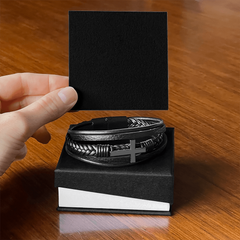 Men's Leather Cross Bracelet