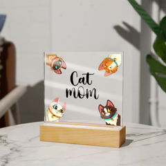 Acrylic Square Plaque - Cat Mom