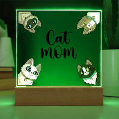 Acrylic Square Plaque - Cat Mom
