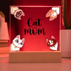 Acrylic Square Plaque - Cat Mom