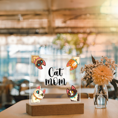 Acrylic Square Plaque - Cat Mom