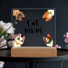 Acrylic Square Plaque - Cat Mom