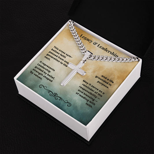 Cross Necklace Personalized with Cuban Link Chain | Legacy & Leadership