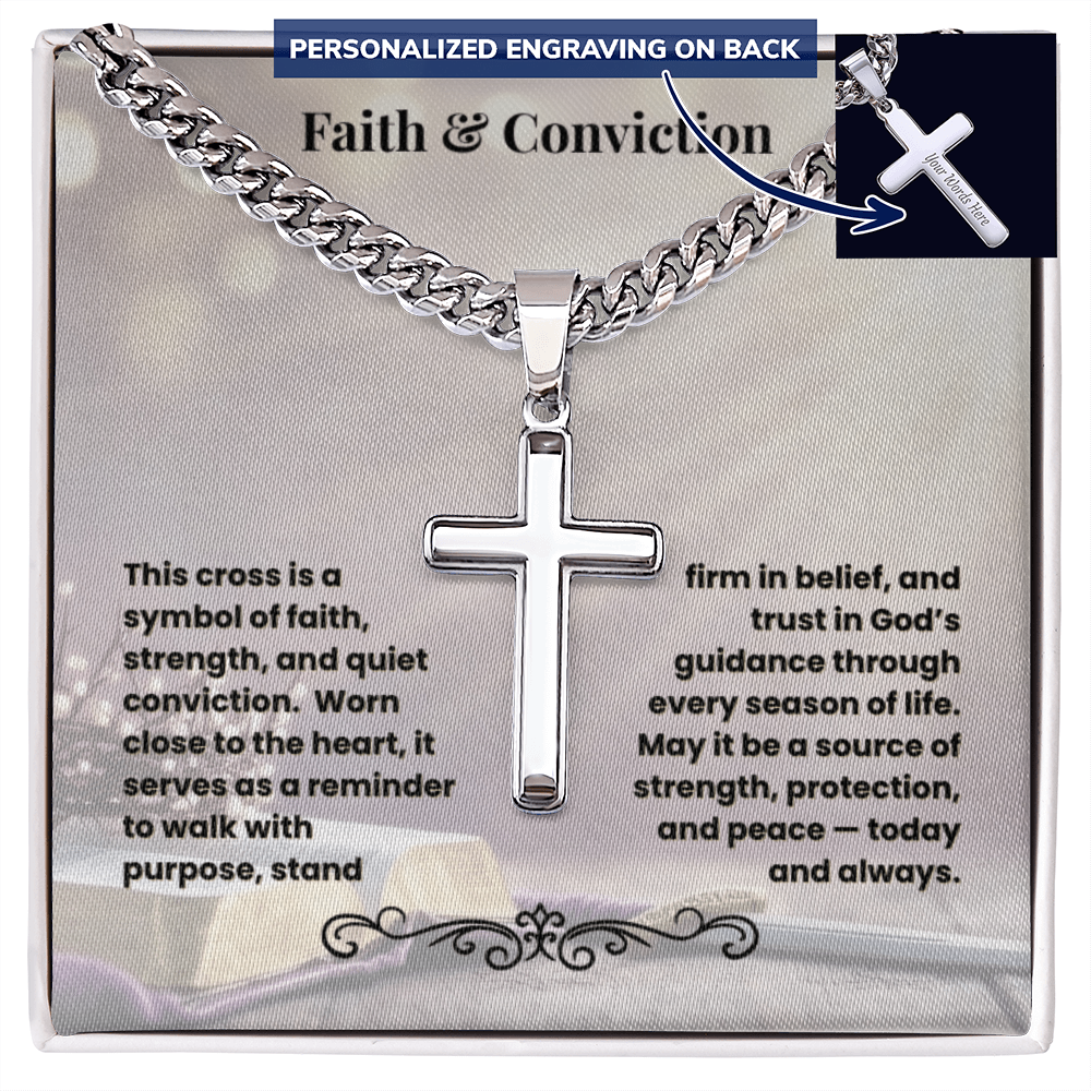 Cross Necklace Personalized with Cuban Link Chain | Faith & Conviction
