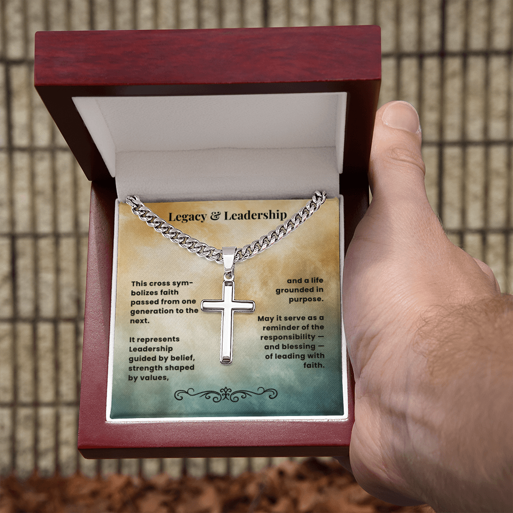 Cross Necklace Personalized with Cuban Link Chain | Legacy & Leadership