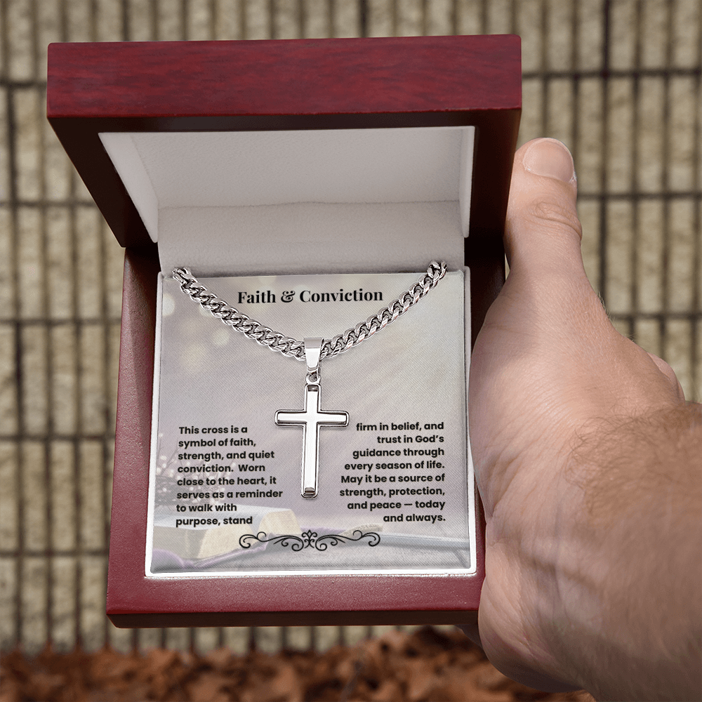 Cross Necklace Personalized with Cuban Link Chain | Faith & Conviction