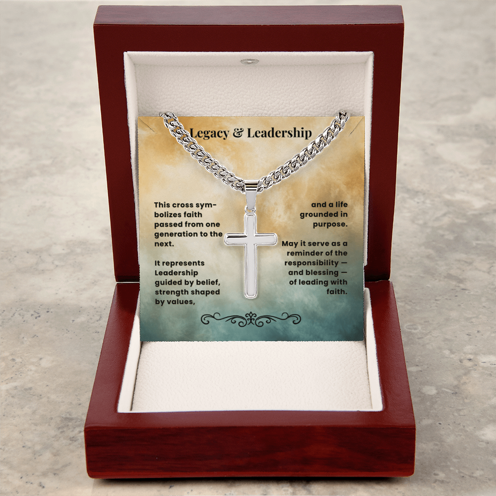 Cross Necklace Personalized with Cuban Link Chain | Legacy & Leadership