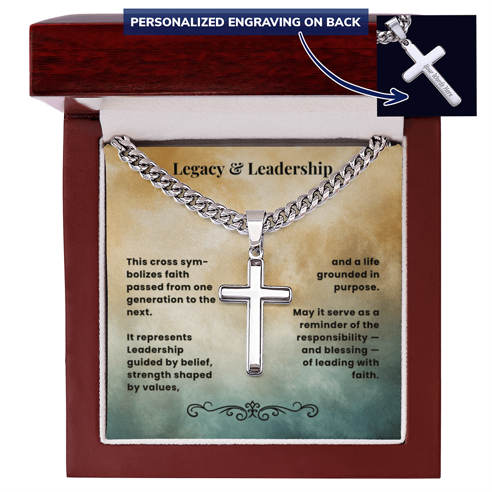 Cross Necklace Personalized with Cuban Link Chain | Legacy & Leadership