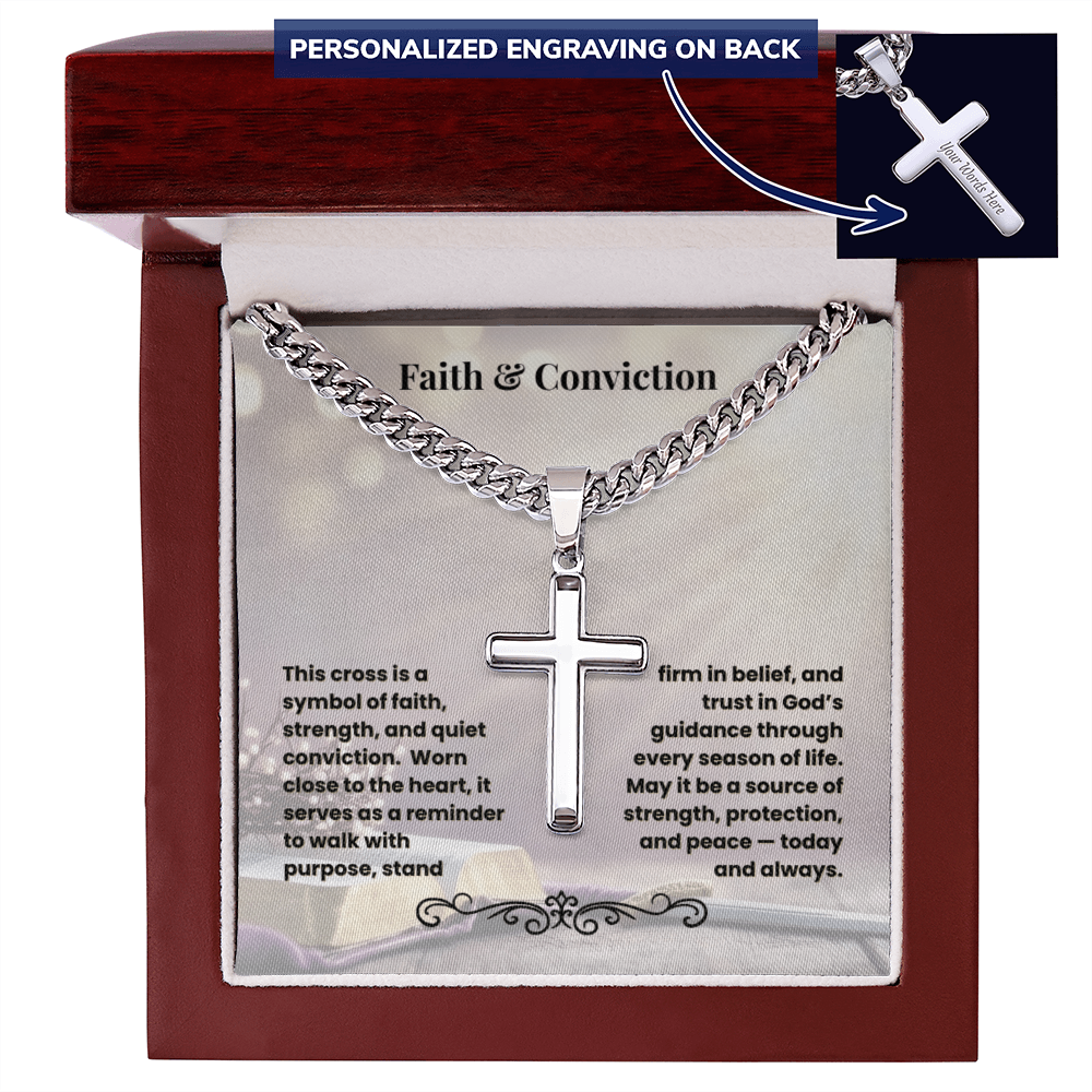 Cross Necklace Personalized with Cuban Link Chain | Faith & Conviction