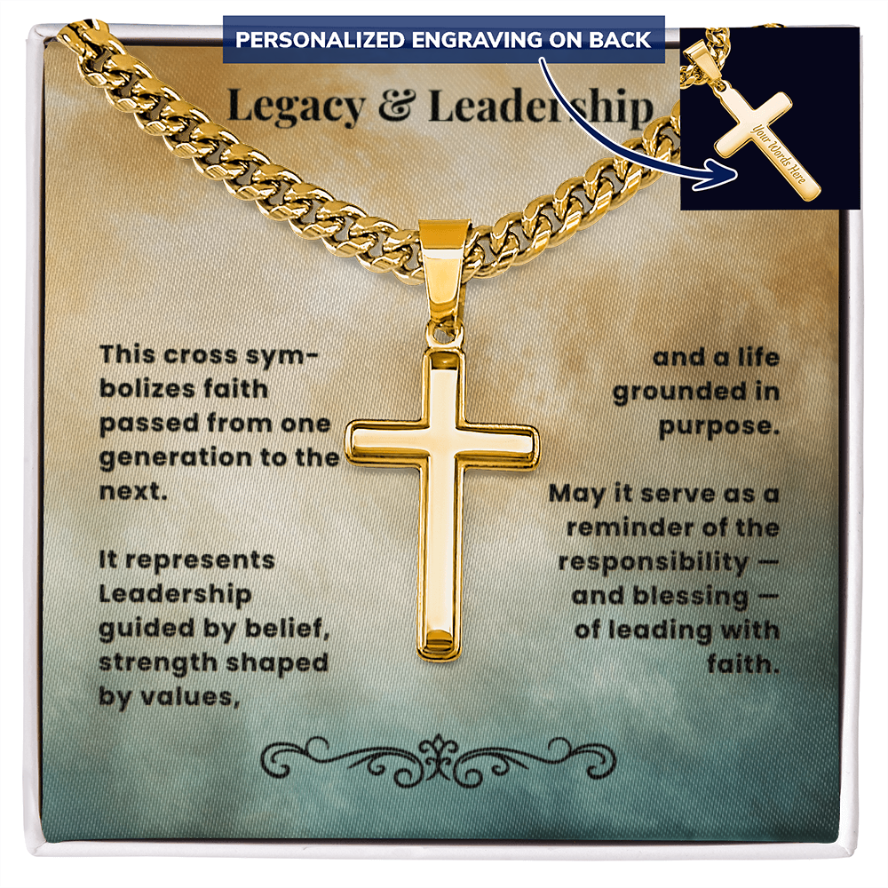Cross Necklace Personalized with Cuban Link Chain | Legacy & Leadership